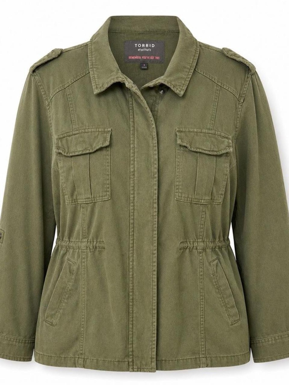 Torrid Olive Green Utility Jacket Size 3 3X 22/24 Military Cargo